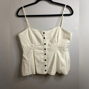 💚 Zara - white button up crop style top - thin straps - Large